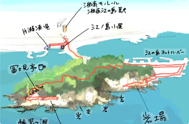 江の島コースは朝ごはんで運試し。イワイワアイランドで岩を愛でるdeラーン